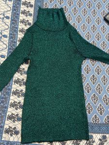 Sparkling Free Size Green Highneck