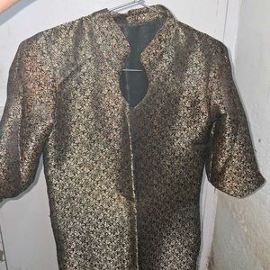 Vintage Gold Brocade Kurti ,golden Kurt