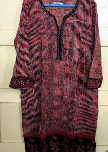 Elegant Plus Size Printed Kurta With Embroidery