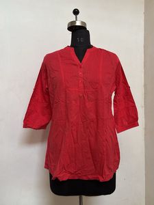Red Cotton Short Kurti