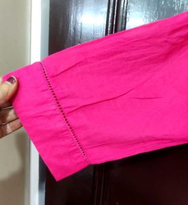 Pink pure cotton thread work kurti 💓