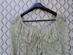 New With Tag Asthetic Korean Ruffled Crop Top