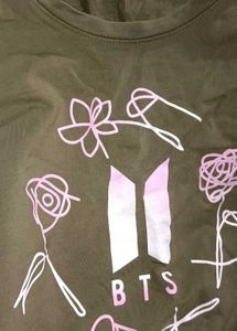 BTS Army Cropped Sweatshirt – Olive Green with Lov