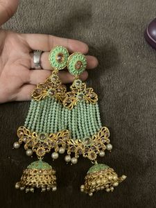 Sea Green Elegant Jhumka Earrings