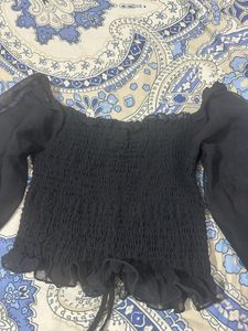 Black Sheer Sleeve Top