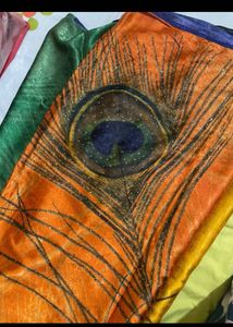 Orange Peacock Saree