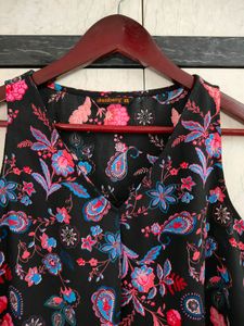 Black And Pink Floral Top