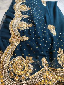 Party Wear Dark Green Saree With Blouse