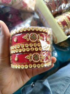 Red & Gold lakh  Bangle Set