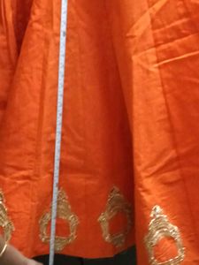 1-TimeUsed Orange Embroidered Lehenga Skirt