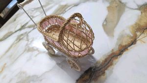 Wicker Baby Carriage Decoration