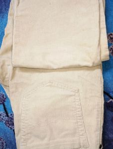 Unisex Corduroy Cream Pant For Formal &amp; Casual Loo