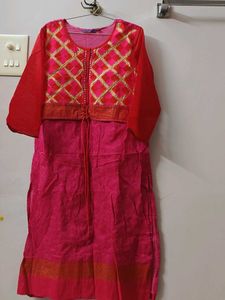 Pink Kurta Set &amp; Dupatta-XL
