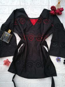 Cutout Emobroidery Fitted Kurti🖤