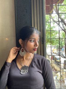 Mirror Ghungroo Oxidised Neckpiece Set