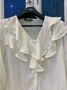 White Ruffle Top