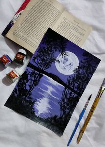 Beautiful Night Scenrey Arcylic Painting.