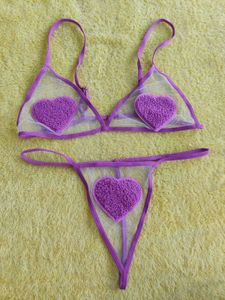 Purple Net Heart' Bra Panty Set