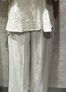 Beige Embroidered Shirt Pants