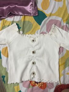 Cute White Button-Front Top