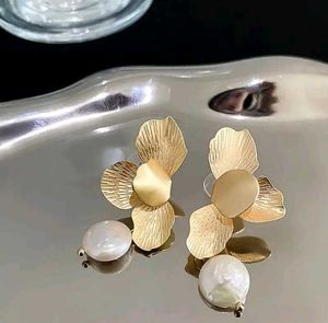 Flower With Pearl Anti Tarnish Earrings