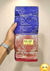 Elegant Blue & Red Saree