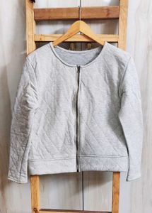 Gray Quilted Zip-Up Jacket size-36