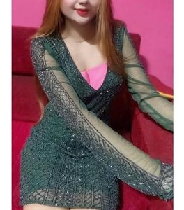 Bottle Green Heavy Cocktail Dress