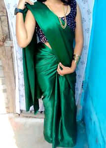 Beautiful Green Saree || 💚💚with Blouse Piece
