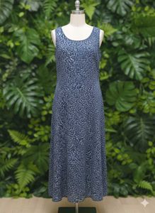 Chic Blue Printed Sleeveless Maxi Dress