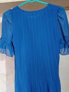 Blue Pleated Dress