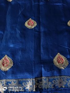 Navy Blue Complete Saree With Fall And Piko