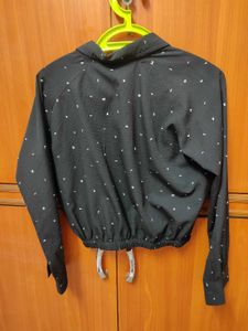 Stylish Black Printed Shirt Style Top