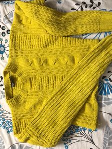 Yellow Colour Soft Cropped Sweater