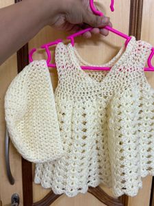 Crochet Baby Dress &amp; Hat Set