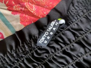 Black smocked fitted crop top