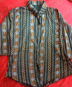 Vintage Patterned Button-Up Shirt