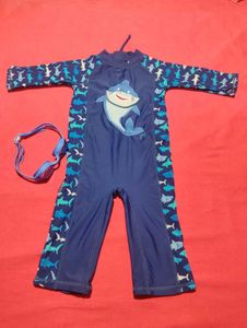 Kids Shark Swimsuit with Goggles (3–4 Years)