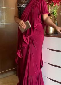 Elegant Maroon Ready-to-Wear Saree