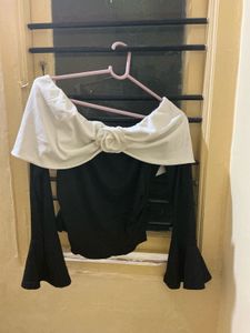 Chic Black &amp; White Off-Shoulder Top