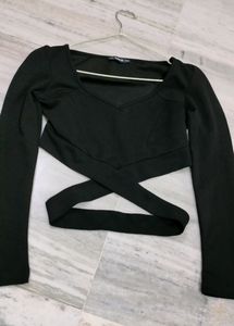 Shein Black Criss Cross Crop Top