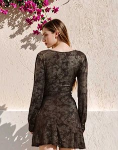 Metallic Long Sleeve Mini Dress