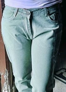 Olive Green Straight Leg Jeans