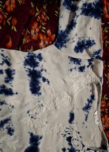 Tie-Dye Embroidered Tunic Short Kurti