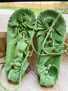 Green Tie Up Flats
