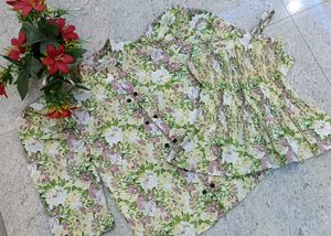 🌼 Floral Co-ord Set – Puff Sleeve Shrug + Smocked