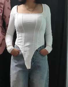 Chic White Long Sleeve Bodysuit