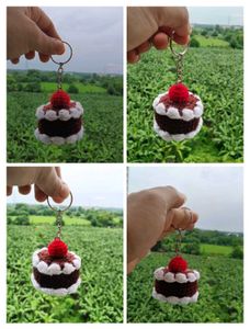 Handmade Crochet Cake Keychain