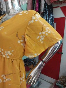 NEW WITH TAG YELLOW FANCY A-LINE DRESS FOR WOMEN