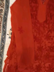 Red Embroidered Kurta